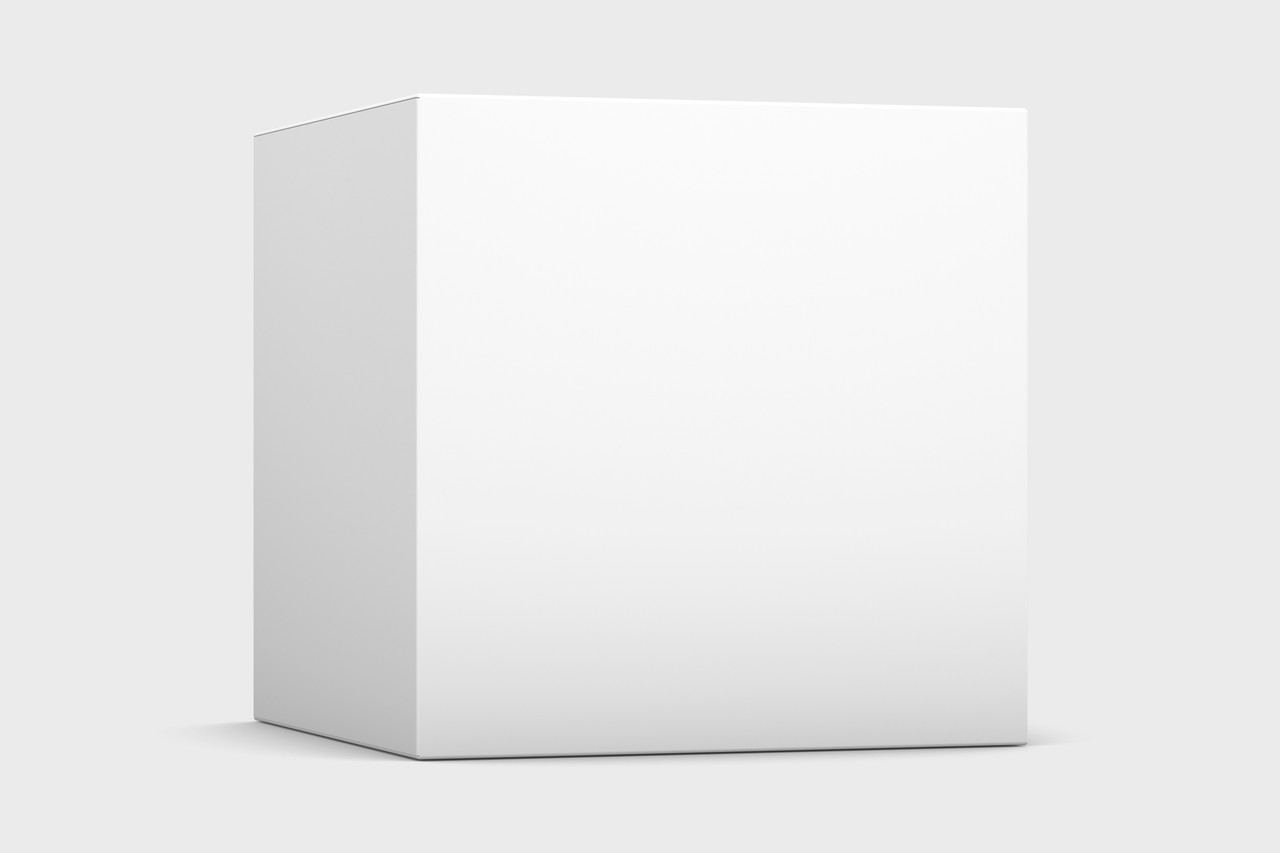 Clean and simple white box on a neutral background, perfect for packaging design mockups.